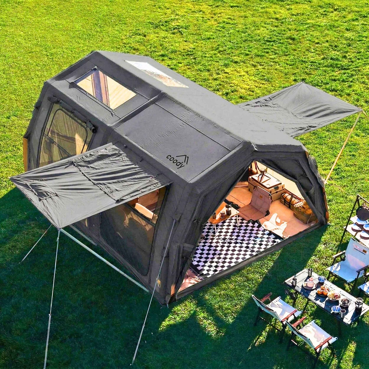 Coody Familia AirTent 17.2 PRO Gray (2-10 Person)+Electric Pump+Ground Sheet
