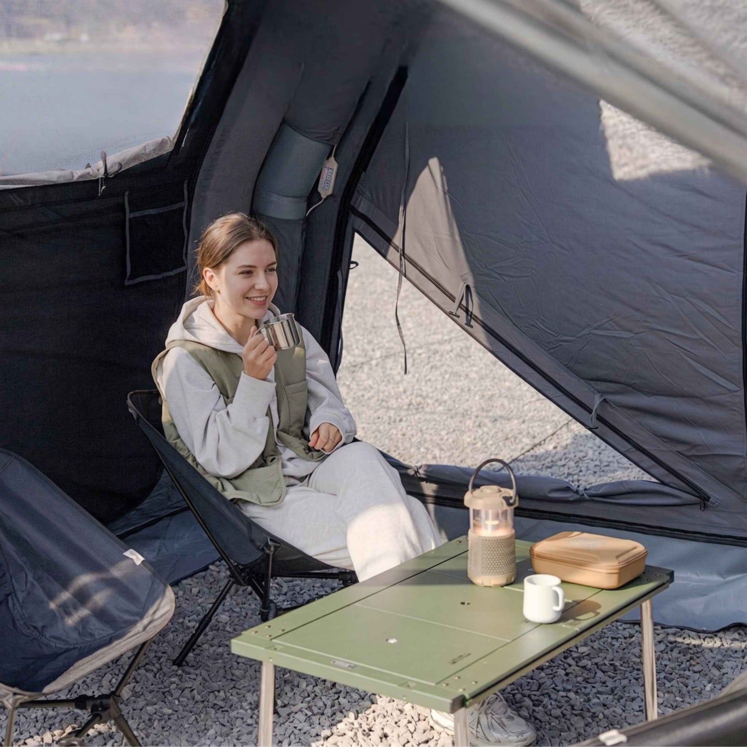 Coody 10.0 PRO Gray Premium Inflatable Canvas Tent for 2–4 Campers