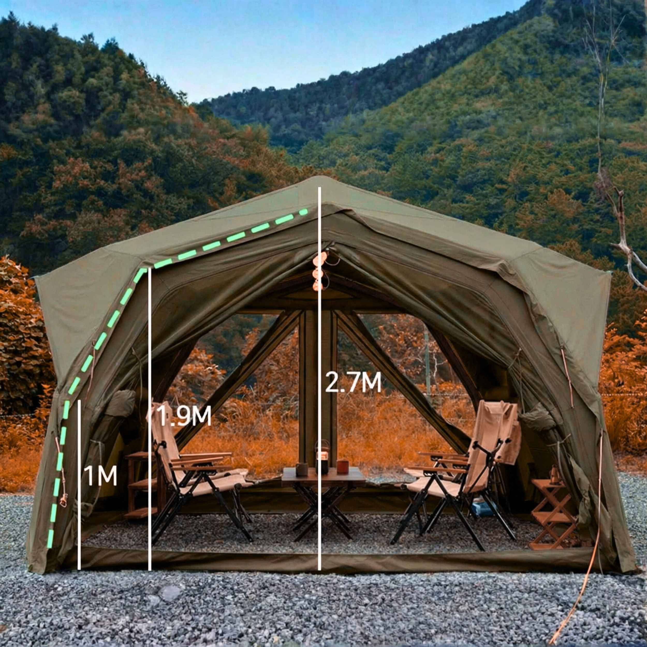 Coody Hub Pro Forest Green - Inflatable Tent for Camping (2-6