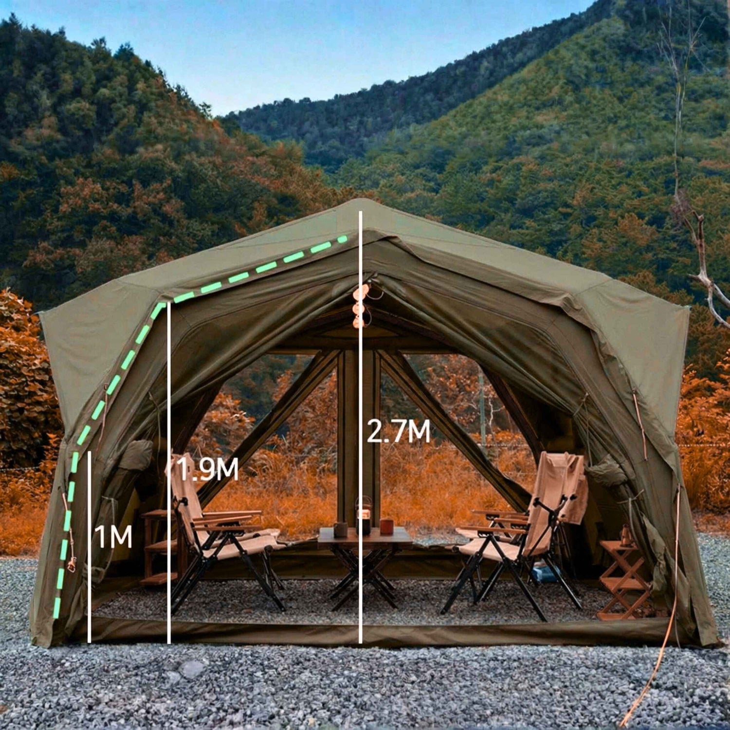 Coody Hub Pro Forest Green - Inflatable Tent for Camping (2-6 Person) - RBM Outdoors