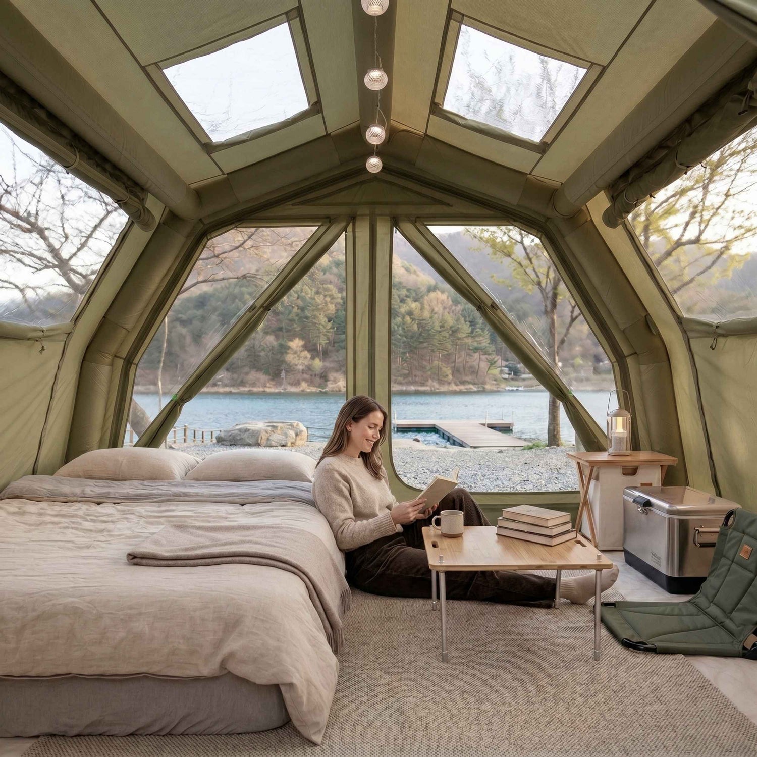 Coody 10.0 PRO Forest Green Premium Inflatable Canvas Tent for 2–4 Campers