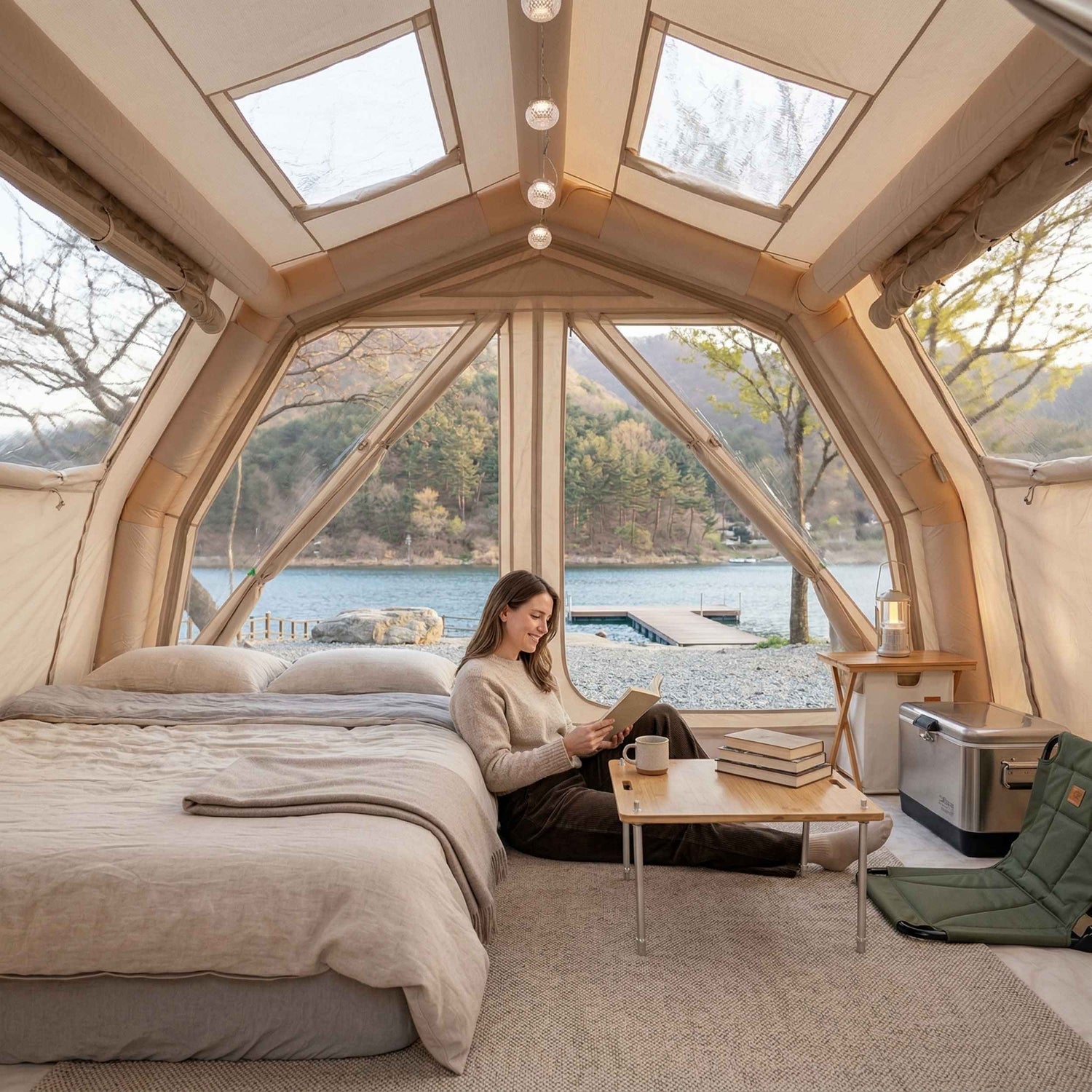 Coody 10.0 PRO Beige Premium Inflatable Canvas Tent for 2–4 Campers