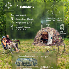 RBM All-Seasons tent UP-2 for 2-4 person + Wood Stove Caminus M - RBM Outdoors