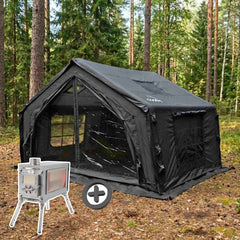 Coody 10.0 Black (2-10 person) + RBM Wood Stove Caminus S - RBM Outdoors