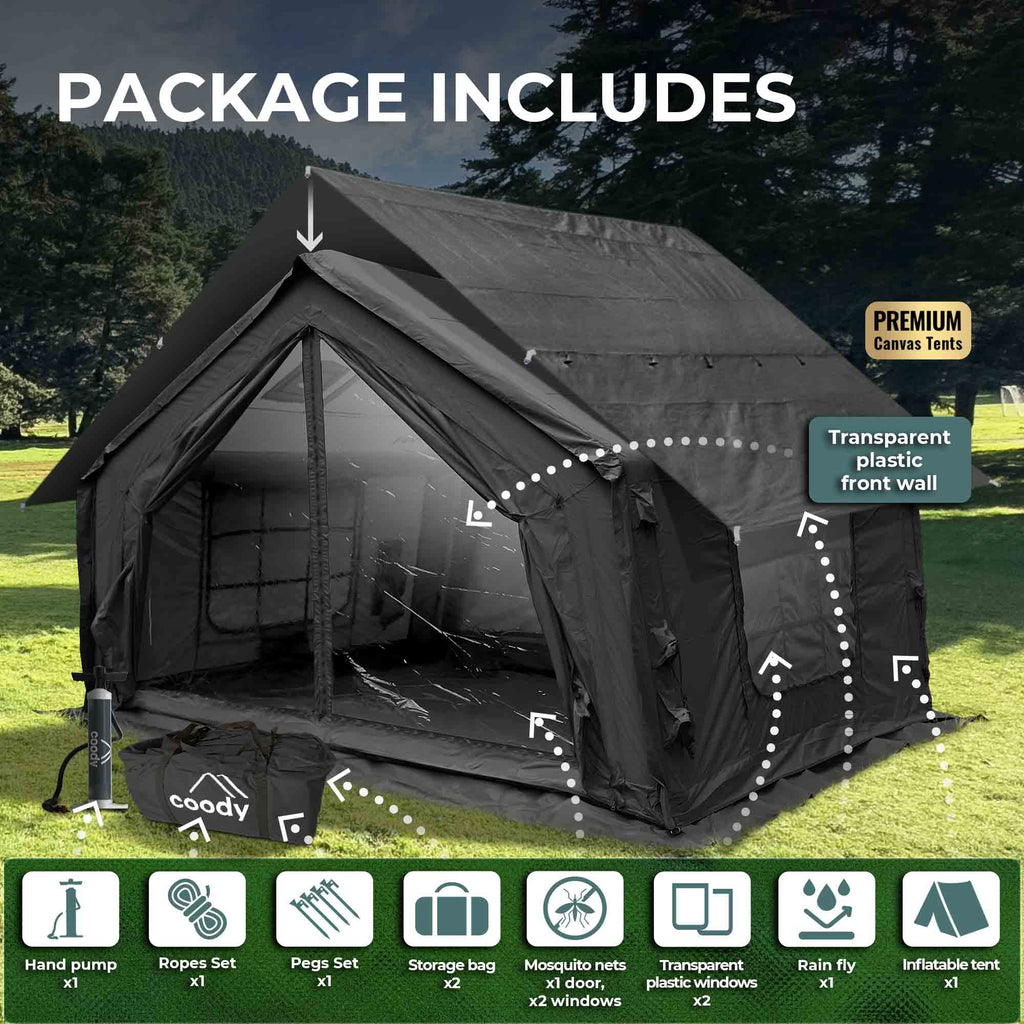 Coody 10 | Rbm Outdoors Inflatable Tent for 2-4 person (Black)