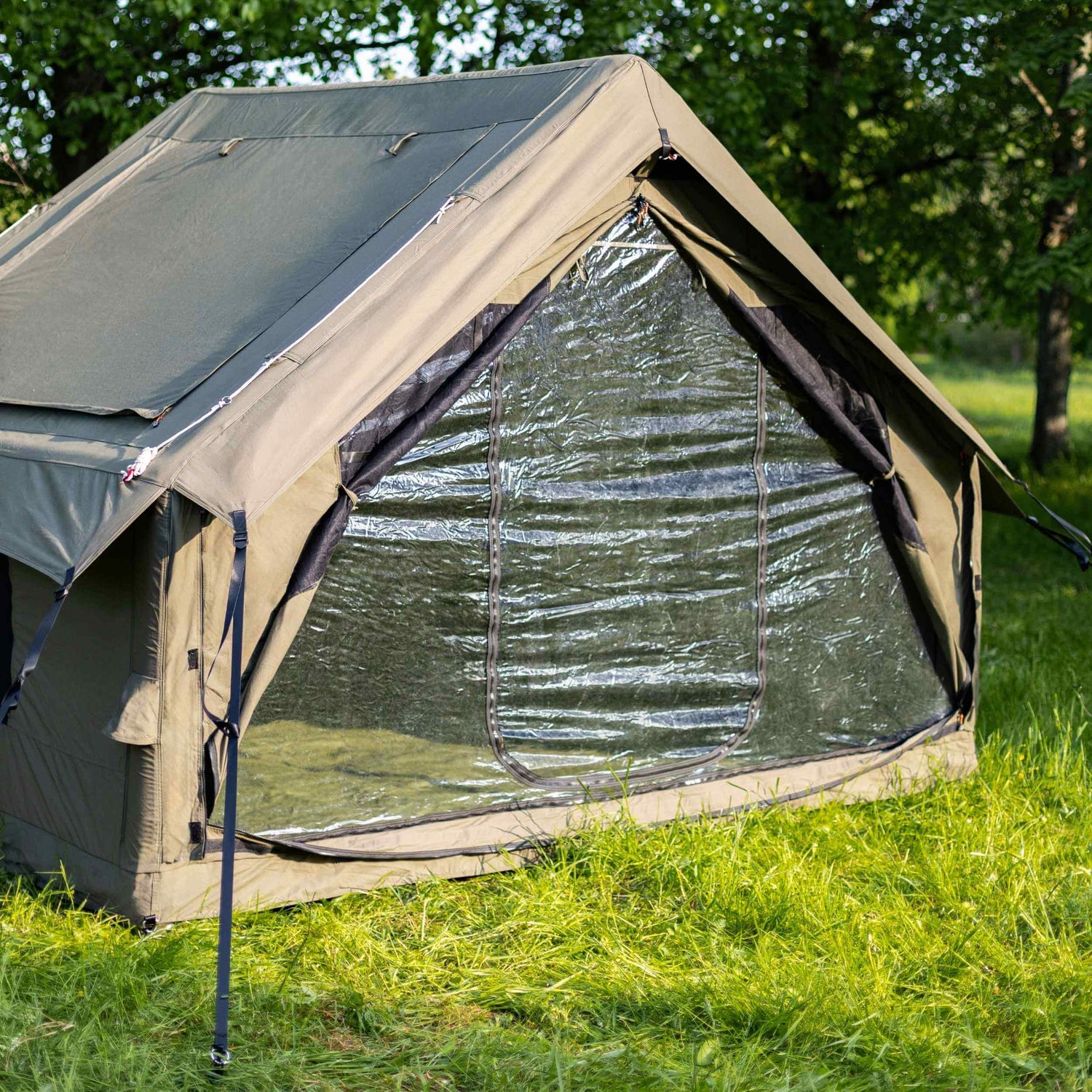 RBM Panda Medium Forest Green + Stove Caminus S - Inflatable Tents for Camping with Stove