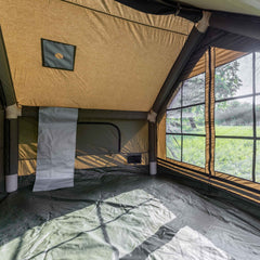 Breathable canvas air tent with roof window and ventilation