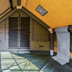 Compact 4 season air tent with roof window