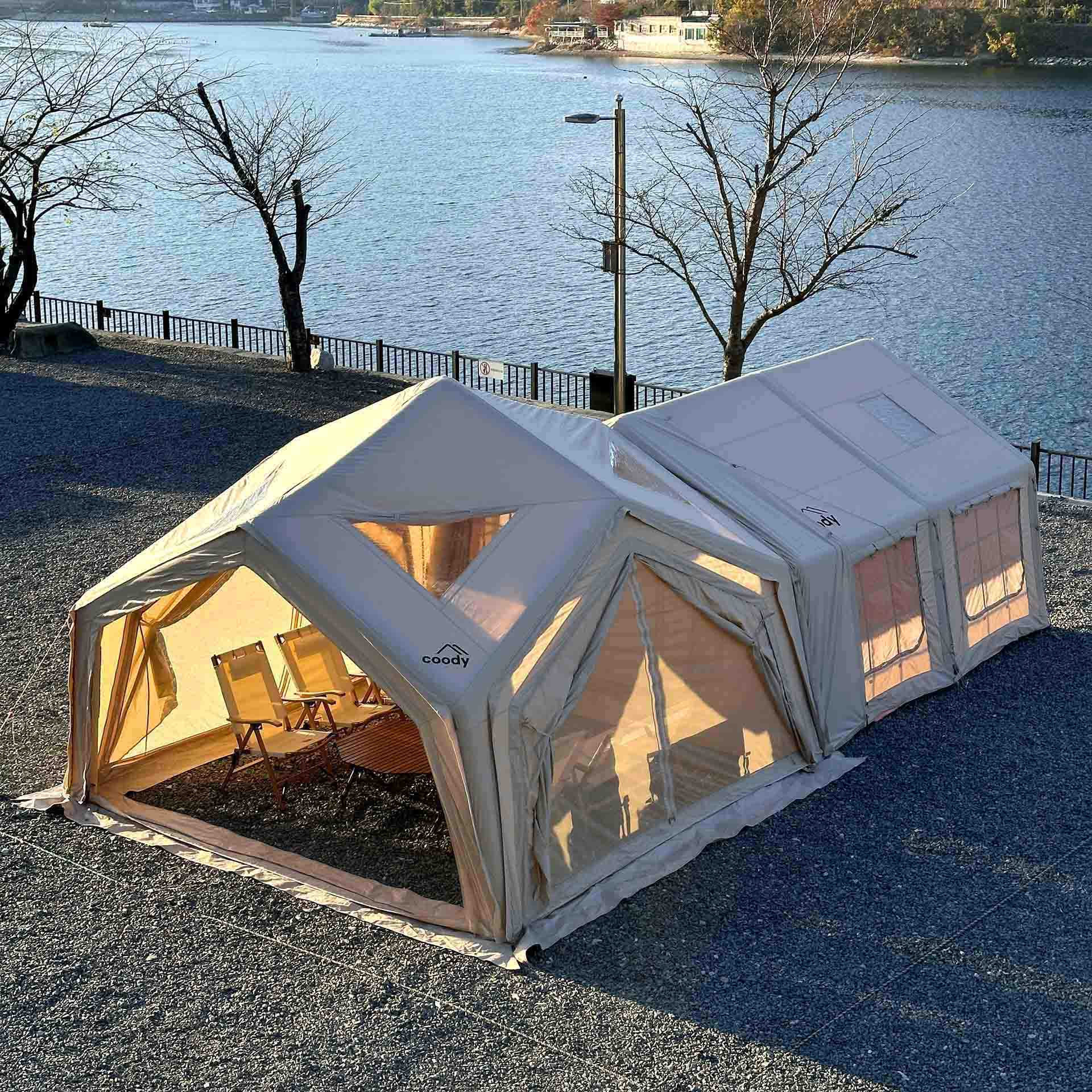 Inflatable Modular Tent #️⃣ Coody RBM Koala Hub Beige | Inflatable Modular Tent with Stove Jack