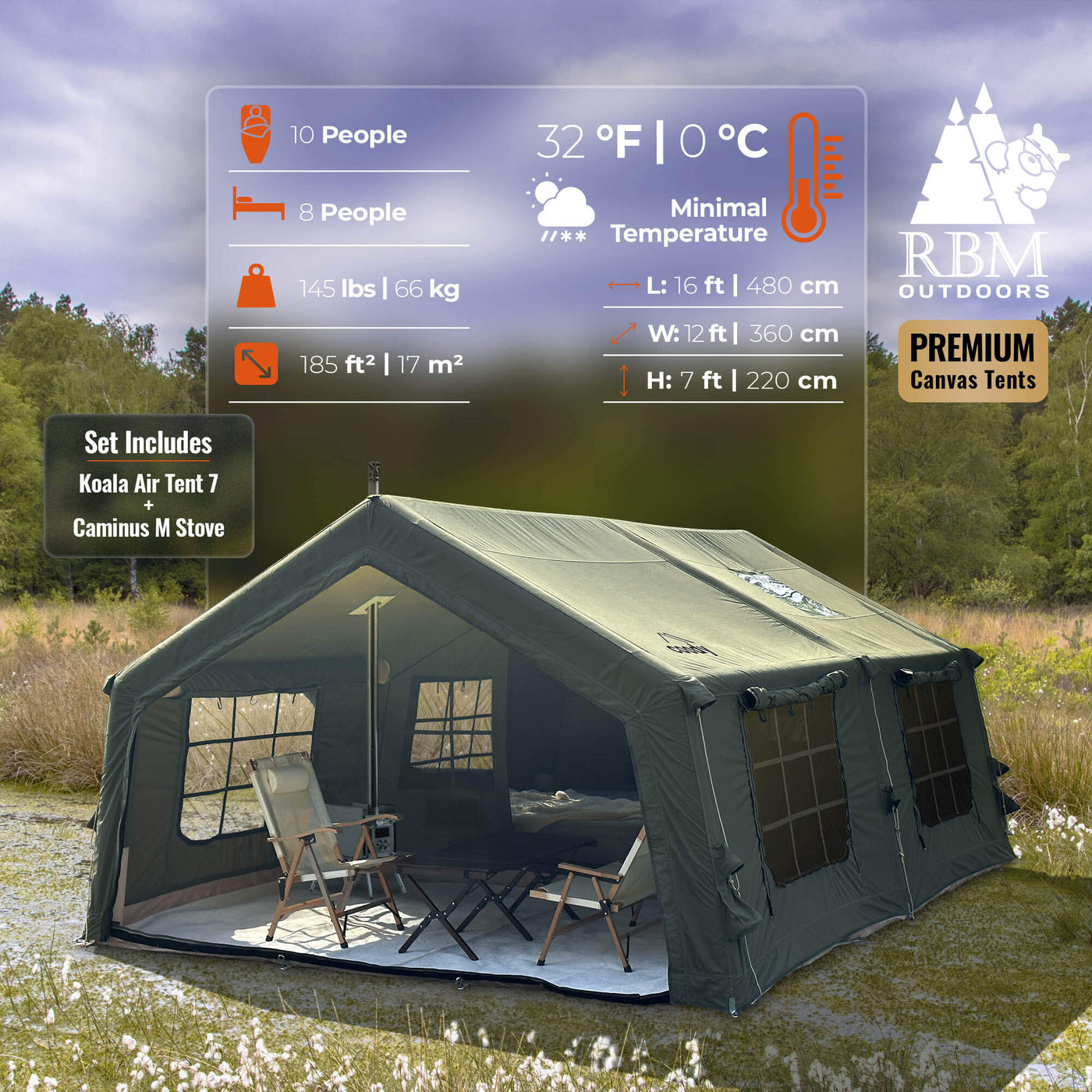 Coody 17.2 | RBM Outdoors (Koala 7) Green + Wood Stove Caminus M