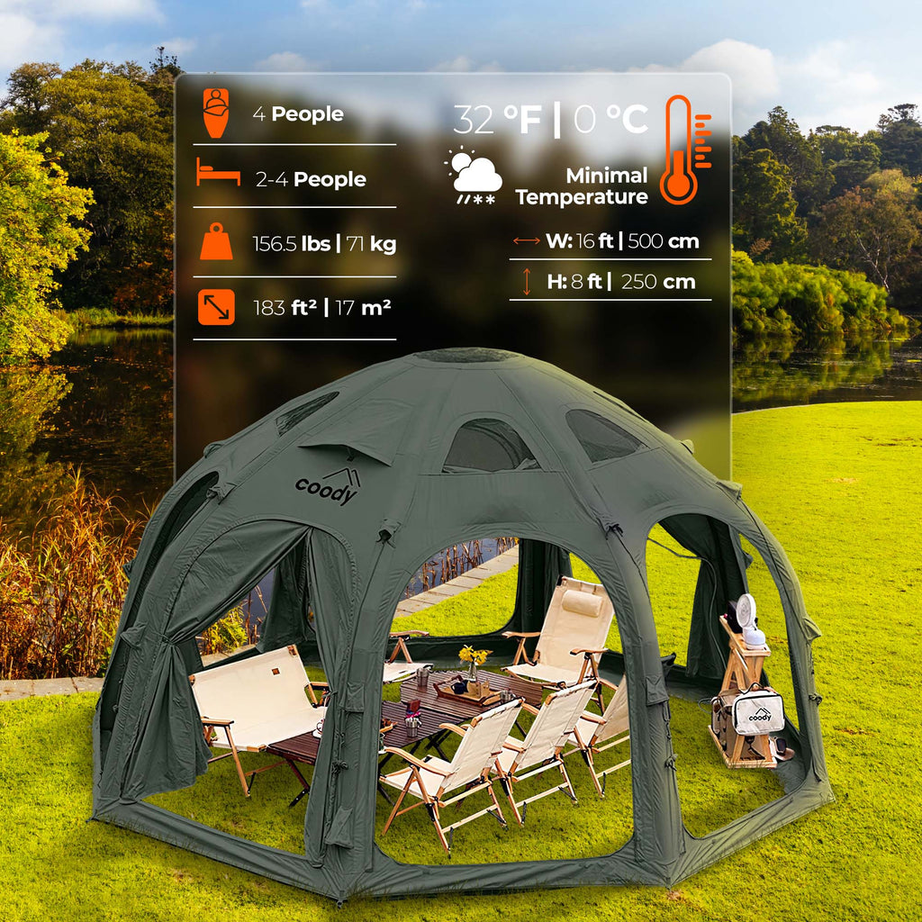 Coody | RBM Inflatable tent Octopus Forest Green for 2-4 person