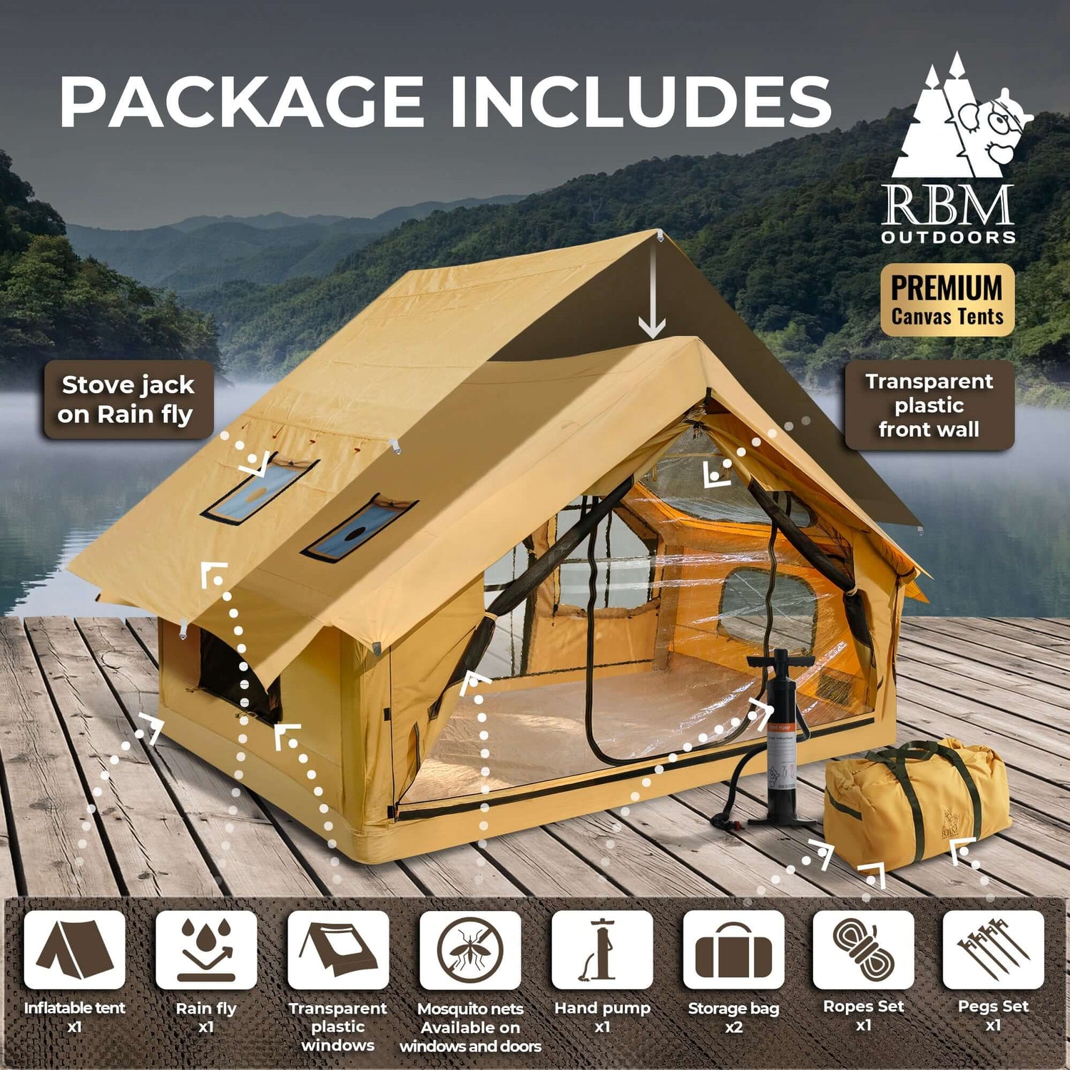 pump up tents RBM Outdoors Panda Medium Sunny Beige Inflatable tent for Camping (1-4 person)