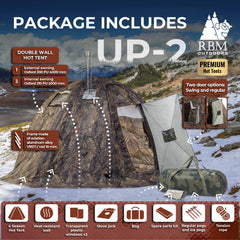 RBM All-Seasons tent UP-2 for 2-4 person + Wood Stove Caminus M - RBM Outdoors