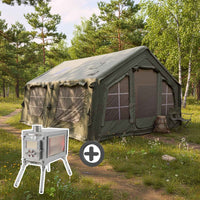 Coody 13.6 Forest Green (2-10 person) + RBM Wood Stove Caminus M - RBM Outdoors