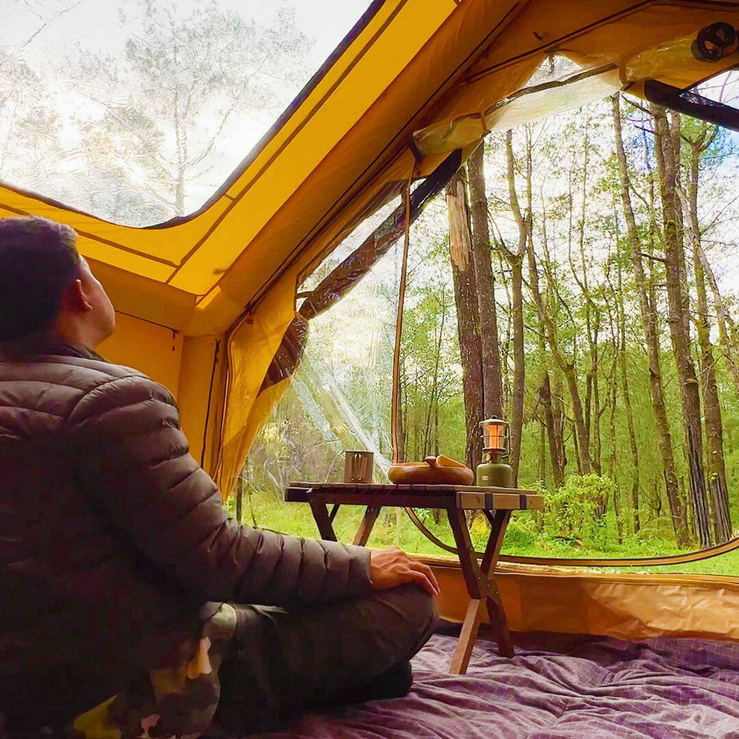 medium sized tent Panda Medium Sunny Beige + Wood Stove Caminus S Bundle