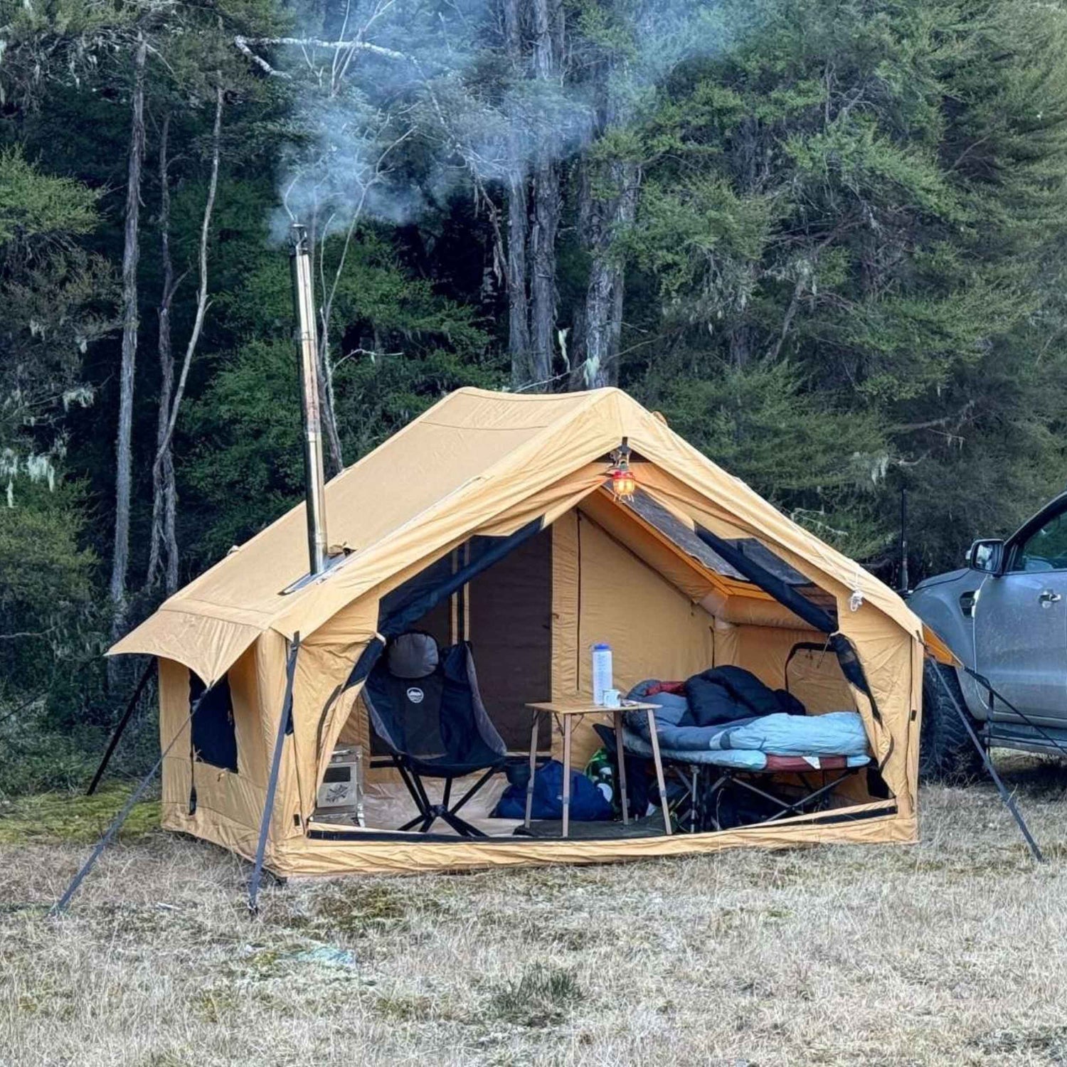 randstad bunzing tent Panda Medium Sunny Beige + Wood Stove Caminus S Bundle