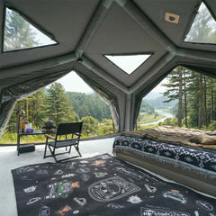 Coody Hub airtent with four entrances and open interior layout