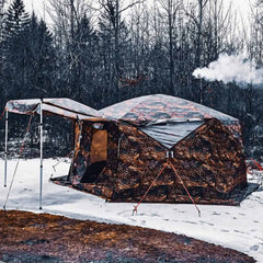 RBM All-Seasons tent Hexagon for 2-9 person + Wood Stove Caminus M + Three-Layer Floor - RBM Outdoors
